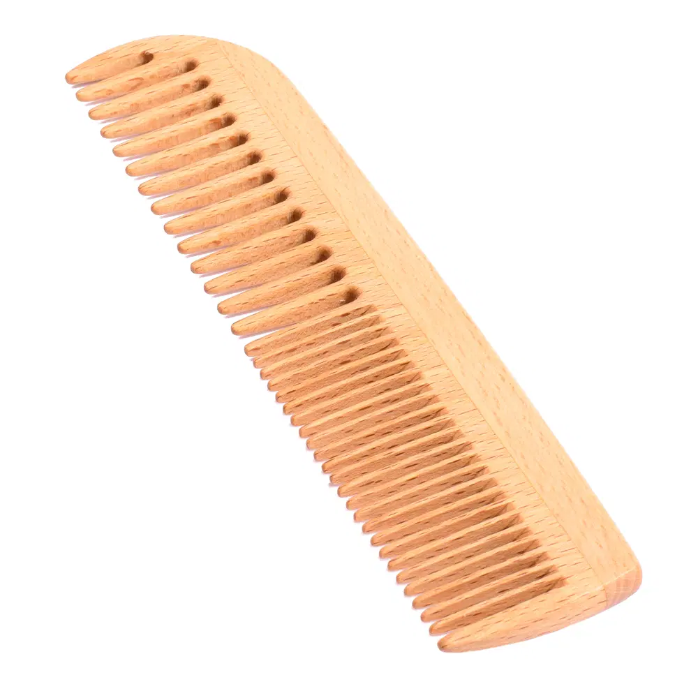 Pieptene din lemn de fag cu două tipuri de peri