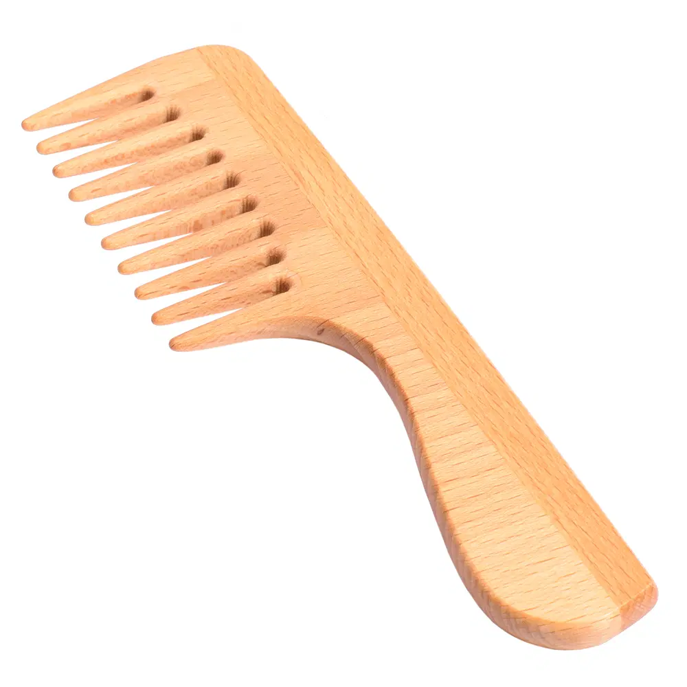Pieptene cu mâner din lemn de fag